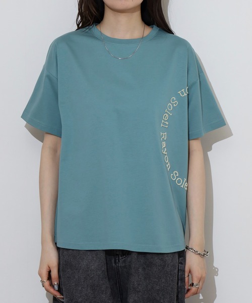 BRODIAEA(ブローディア)の「BRODIAEA 歯ブラシ加工サークルロゴ半袖Tシャツ(Tシャツ/カットソー・レディース・ブラウン/グリーン/パープル/ブラック・40)」の22枚目の写真