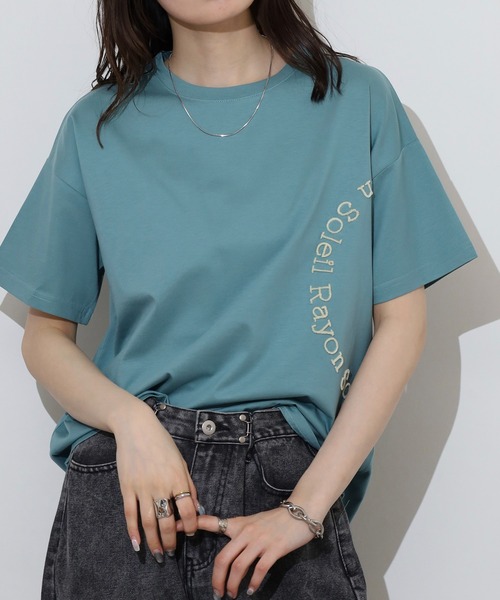 BRODIAEA(ブローディア)の「BRODIAEA 歯ブラシ加工サークルロゴ半袖Tシャツ(Tシャツ/カットソー・レディース・ブラウン/グリーン/パープル/ブラック・40)」の15枚目の写真