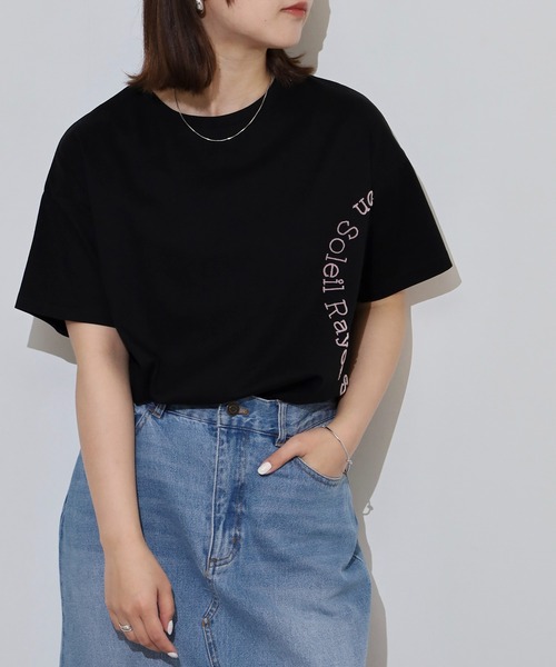 BRODIAEA(ブローディア)の「BRODIAEA 歯ブラシ加工サークルロゴ半袖Tシャツ(Tシャツ/カットソー・レディース・ブラウン/グリーン/パープル/ブラック・40)」の7枚目の写真