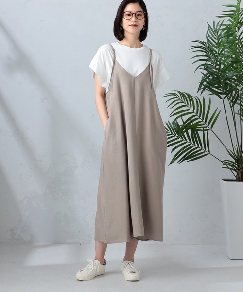 GALLORIA（ギャローリア）の「ドビーキャミワンピース（ワンピース・レディース・ライトグレー/ネイビー/ベージュ・LL/L/M/S）」の8枚目の写真