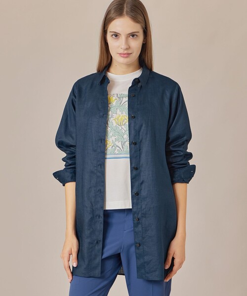 MACKINTOSH LONDON（マッキントッシュ ロンドン）の「【WEB・一部店舗限定】ラミーツイルカラーシャツ（シャツ/ブラウス・レディース・オフホワイト/ネイビー・40/38）」の2枚目の写真