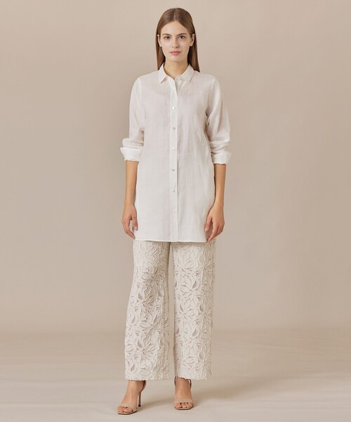 MACKINTOSH LONDON（マッキントッシュ ロンドン）の「【WEB・一部店舗限定】ラミーツイルカラーシャツ（シャツ/ブラウス・レディース・オフホワイト/ネイビー・40/38）」の12枚目の写真