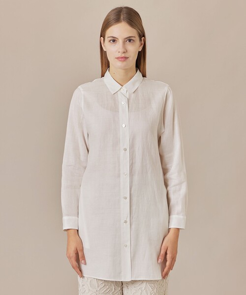 MACKINTOSH LONDON（マッキントッシュ ロンドン）の「【WEB・一部店舗限定】ラミーツイルカラーシャツ（シャツ/ブラウス・レディース・オフホワイト/ネイビー・40/38）」の10枚目の写真