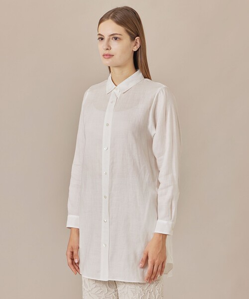 MACKINTOSH LONDON（マッキントッシュ ロンドン）の「【WEB・一部店舗限定】ラミーツイルカラーシャツ（シャツ/ブラウス・レディース・オフホワイト/ネイビー・40/38）」の9枚目の写真