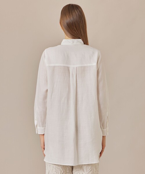 MACKINTOSH LONDON（マッキントッシュ ロンドン）の「【WEB・一部店舗限定】ラミーツイルカラーシャツ（シャツ/ブラウス・レディース・オフホワイト/ネイビー・40/38）」の8枚目の写真