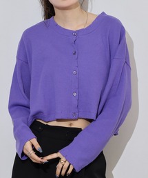 &soiree ショート丈ワッフルカラーカーディガン