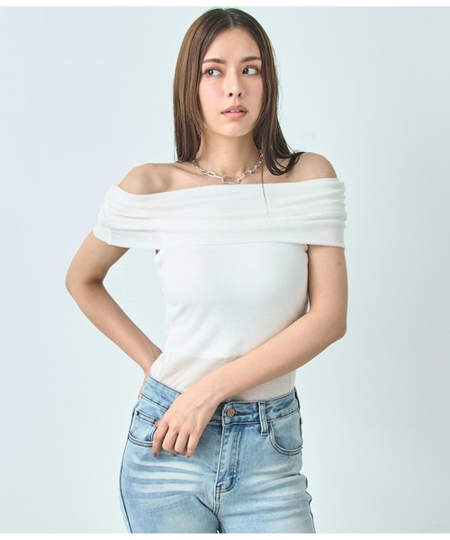 トップス P ANA セール】オフショル シアー ノースリーブトップス（Tシャツ