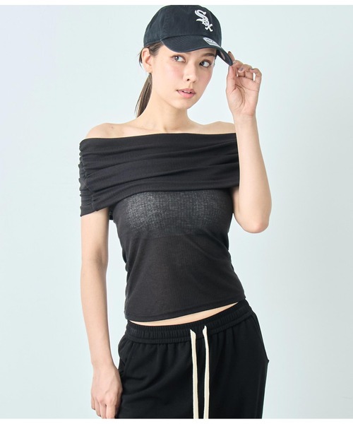 トップス P ANA セール】オフショル シアー ノースリーブトップス（Tシャツ