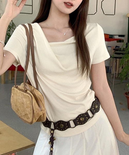 専用♡カナダ購入 ひらひらのアシンメトリーな裾が可愛いカットソー MEMECLE（メメクル） tシャツ 「 」シースルー 裾フリルレイヤード