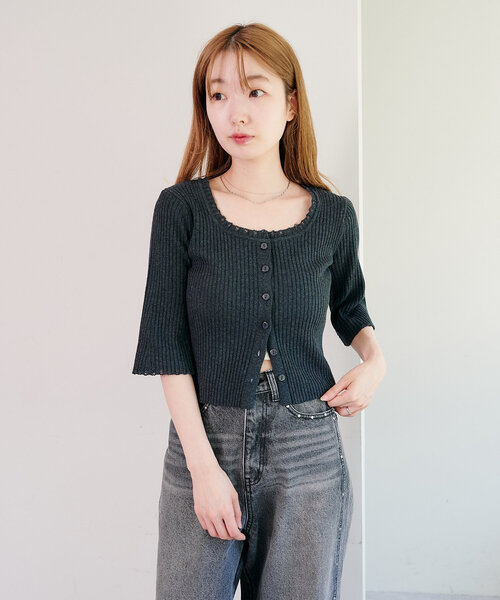 Rene レース付きグレーニット ⭐rene ルネ ニット Rene レース付きグレーニット 楽天市場