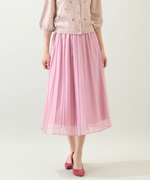 Rose Tiara(ローズティアラ)の「【セットアップ対応】フレアプリーツスカート(スカート・レディース・ピンク/ブラック・38/42/46)」の1枚目の写真