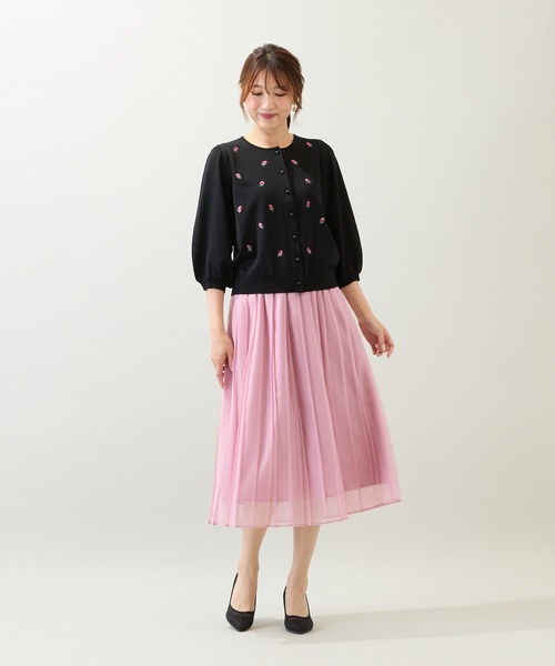 Rose Tiara(ローズティアラ)の「【セットアップ対応】フレアプリーツスカート(スカート・レディース・ピンク/ブラック・38/42/46)」の5枚目の写真