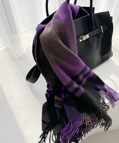 TWEEDMILL チェックマフラー パープル C TWEED MILL（ツイードミル）の「《追加》【TWEEDMILL/ツイードミル