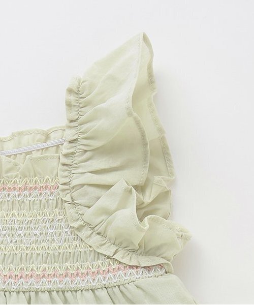 petit main（プティマイン）の「【リンク】シャーリングティアードOPセットアップ（その他ベビーウェア・キッズ・ピンク/ライトカーキ・80ｃｍ/70cm）」の5枚目の写真