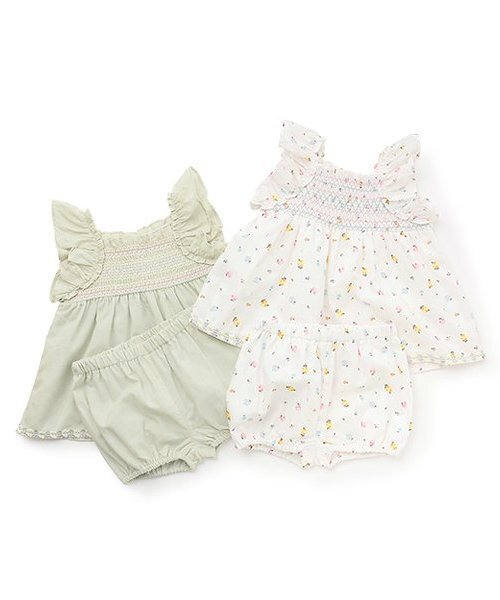 petit main（プティマイン）の「【リンク】シャーリングティアードOPセットアップ（その他ベビーウェア・キッズ・ピンク/ライトカーキ・80ｃｍ/70cm）」の11枚目の写真