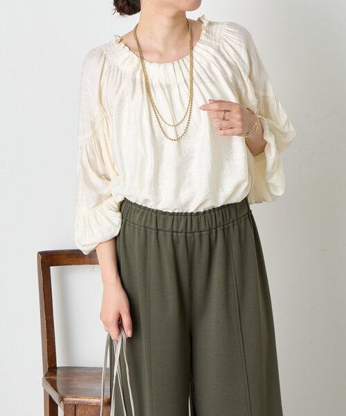 Jena espace merveilleux(ジェナ エスパスメルヴェイユ)の「リネンライクタックブラウス(シャツ/ブラウス・レディース・オフホワイト/グレー/ブラック・FREE)」の9枚目の写真