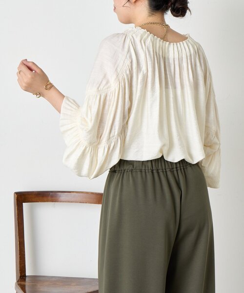 Jena espace merveilleux(ジェナ エスパスメルヴェイユ)の「リネンライクタックブラウス(シャツ/ブラウス・レディース・オフホワイト/グレー/ブラック・FREE)」の12枚目の写真