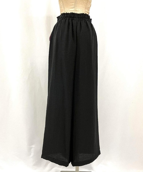Q（キュー）の「レーヨンスラブワイドパンツ（その他パンツ・レディース・オリーブ/ブラック・MEDIUM）」の7枚目の写真