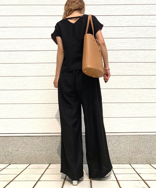 Q（キュー）の「レーヨンスラブワイドパンツ（その他パンツ・レディース・オリーブ/ブラック・MEDIUM）」の19枚目の写真