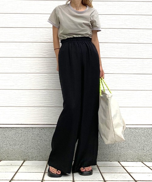 Q（キュー）の「レーヨンスラブワイドパンツ（その他パンツ・レディース・オリーブ/ブラック・MEDIUM）」の22枚目の写真