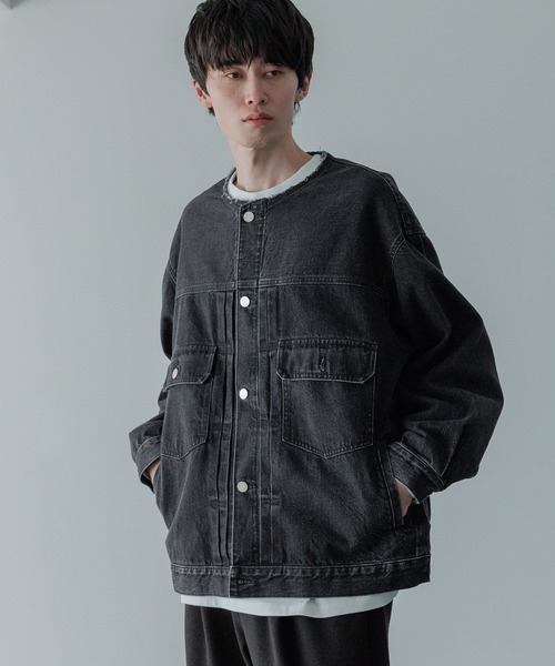LOWRYS FARM(ローリーズファーム)の「【LFM(U)】デニムタックジャケット 571361(デニムジャケット・メンズ・ブラック/ネイビー/ブラック系その他・MEDIUM/LARGE)」の2枚目の写真