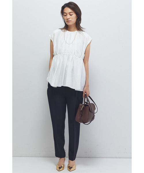 1er Arrondissement（プルミエアロンディスモン）の「ギャザーネックブラウス（シャツ/ブラウス・レディース・オフホワイト/オレンジ系その他/ブラック系その他3・FREE）」の6枚目の写真