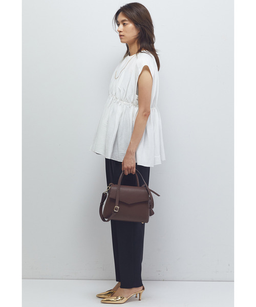 1er Arrondissement（プルミエアロンディスモン）の「ギャザーネックブラウス（シャツ/ブラウス・レディース・オフホワイト/オレンジ系その他/ブラック系その他3・FREE）」の9枚目の写真