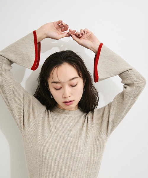 LE CERCLE par rope'（ルセルクルパーロペ）の「フレアスリーブバイカラーニットプルオーバー（ニット/セーター・レディース・ライトグレー/ベージュ系その他/ブルー系その他/ホワイト系その他6・FREE）」の3枚目の写真