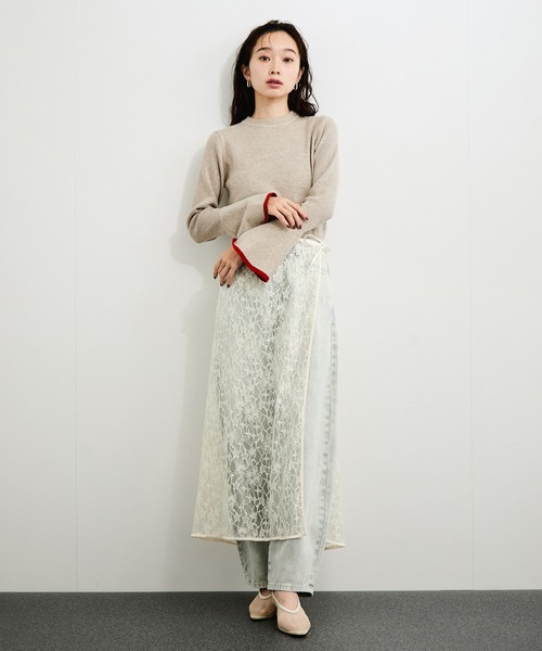 LE CERCLE par rope'（ルセルクルパーロペ）の「フレアスリーブバイカラーニットプルオーバー（ニット/セーター・レディース・ライトグレー/ベージュ系その他/ブルー系その他/ホワイト系その他6・FREE）」の5枚目の写真