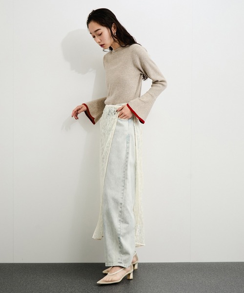 LE CERCLE par rope'（ルセルクルパーロペ）の「フレアスリーブバイカラーニットプルオーバー（ニット/セーター・レディース・ライトグレー/ベージュ系その他/ブルー系その他/ホワイト系その他6・FREE）」の6枚目の写真