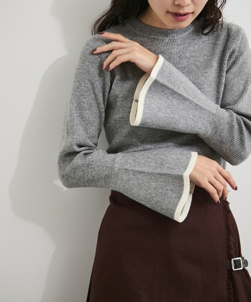 LE CERCLE par rope'（ルセルクルパーロペ）の「フレアスリーブバイカラーニットプルオーバー（ニット/セーター・レディース・ライトグレー/ベージュ系その他/ブルー系その他/ホワイト系その他6・FREE）」の14枚目の写真