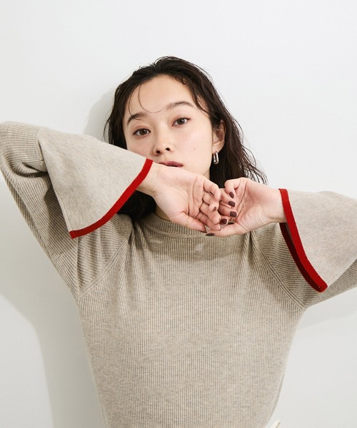 LE CERCLE par rope'（ルセルクルパーロペ）の「フレアスリーブバイカラーニットプルオーバー（ニット/セーター・レディース・ライトグレー/ベージュ系その他/ブルー系その他/ホワイト系その他6・FREE）」の15枚目の写真