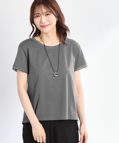 Reflect(リフレクト)の「【インナーにおすすめ◎】シアーネックデザインプルオーバー(Tシャツ/カットソー・レディース・ブラック/オフホワイト/ダークグレー・09/11)」の3枚目の写真
