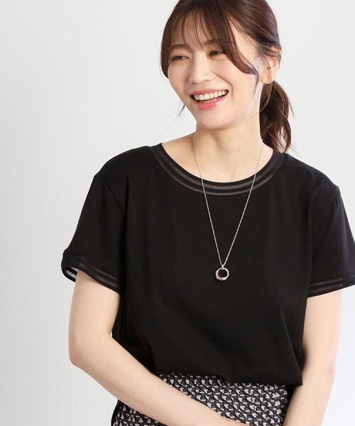 Reflect(リフレクト)の「【インナーにおすすめ◎】シアーネックデザインプルオーバー(Tシャツ/カットソー・レディース・ブラック/オフホワイト/ダークグレー・09/11)」の1枚目の写真