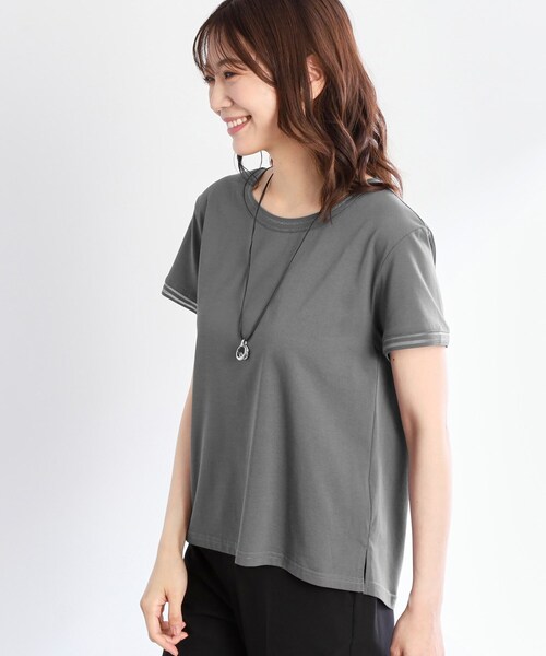 Reflect(リフレクト)の「【インナーにおすすめ◎】シアーネックデザインプルオーバー(Tシャツ/カットソー・レディース・ブラック/オフホワイト/ダークグレー・09/11)」の7枚目の写真