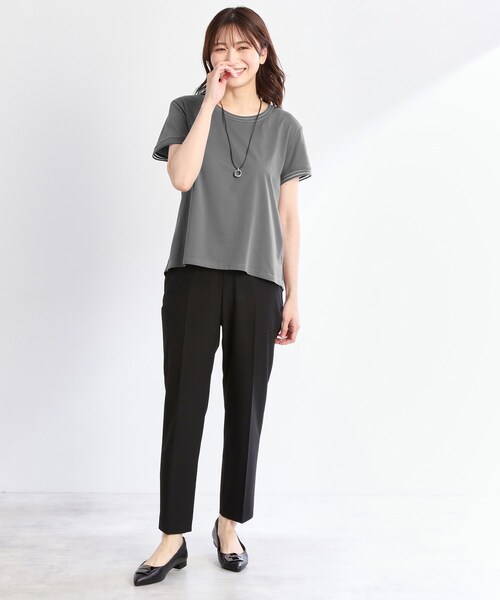 Reflect(リフレクト)の「【インナーにおすすめ◎】シアーネックデザインプルオーバー(Tシャツ/カットソー・レディース・ブラック/オフホワイト/ダークグレー・09/11)」の8枚目の写真