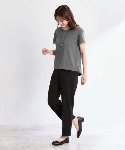 Reflect(リフレクト)の「【インナーにおすすめ◎】シアーネックデザインプルオーバー(Tシャツ/カットソー・レディース・ブラック/オフホワイト/ダークグレー・09/11)」の9枚目の写真