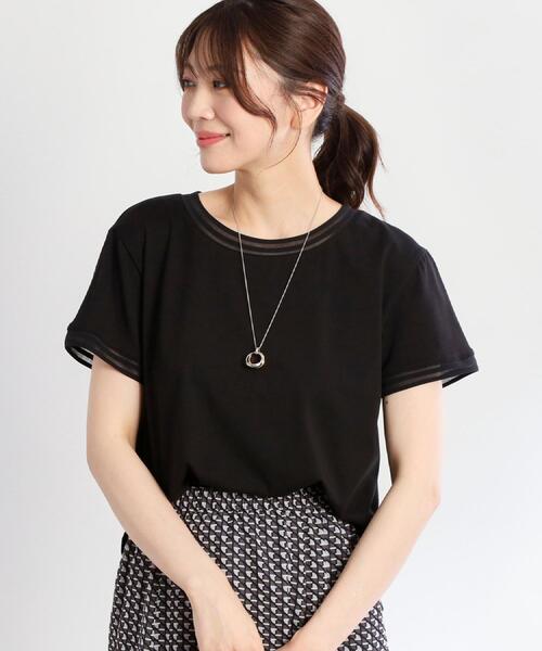 Reflect(リフレクト)の「【インナーにおすすめ◎】シアーネックデザインプルオーバー(Tシャツ/カットソー・レディース・ブラック/オフホワイト/ダークグレー・09/11)」の12枚目の写真