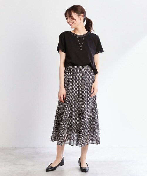 Reflect(リフレクト)の「【インナーにおすすめ◎】シアーネックデザインプルオーバー(Tシャツ/カットソー・レディース・ブラック/オフホワイト/ダークグレー・09/11)」の14枚目の写真