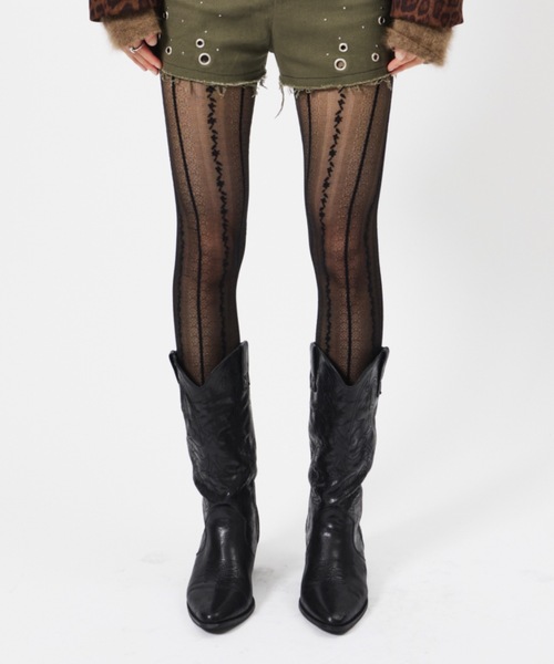 DTYYPE（ドタイプ）の「ライン柄ストッキング（タイツ/ストッキング・レディース・ホワイト/ブラック/グレー・FREE）」の12枚目の写真