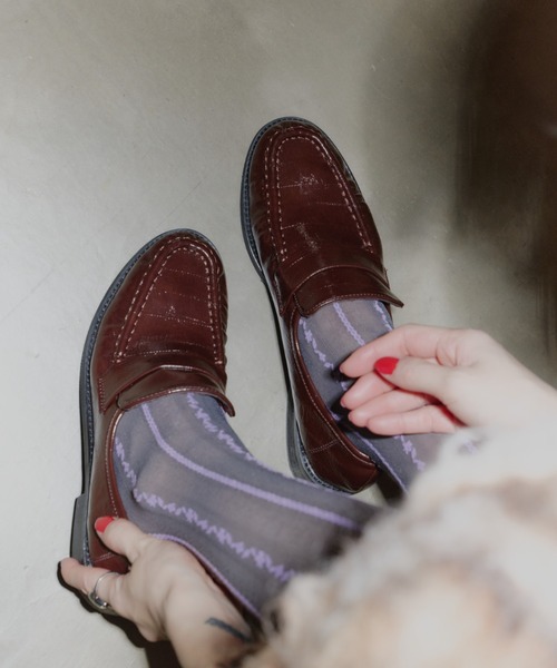 DTYYPE（ドタイプ）の「ライン柄ストッキング（タイツ/ストッキング・レディース・ホワイト/ブラック/グレー・FREE）」の9枚目の写真