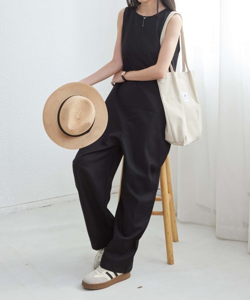 MAISON DE THERESE（メゾン ド テレーズ）の「クルーネックノースリーブルーズシルエットオールインワン（つなぎ/オールインワン・レディース・ブラック・L/M/S）」の4枚目の写真