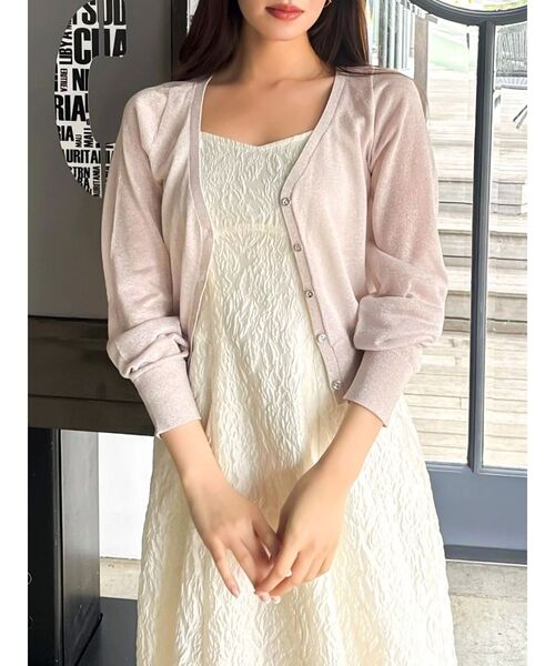 dazzlin（ダズリン）の「ラメシアーシンプルニットカーディガン（カーディガン/ボレロ・レディース・オフホワイト/グレー/ピンク・FREE）」の13枚目の写真