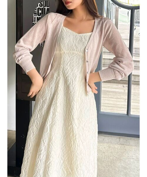 dazzlin（ダズリン）の「ラメシアーシンプルニットカーディガン（カーディガン/ボレロ・レディース・オフホワイト/グレー/ピンク・FREE）」の14枚目の写真