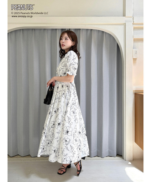 SNOOPY(スヌーピー)の「PEANUTS ラインフラワーフレアワンピース(ワンピース・レディース・ブラック/オフホワイト・FREE)」の20枚目の写真