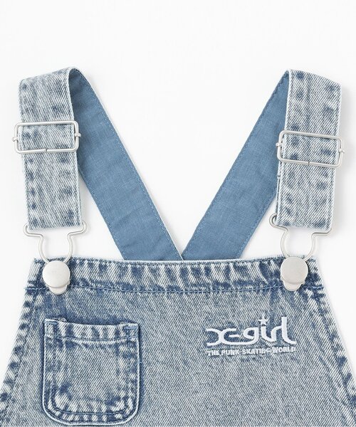 X-girl Stages（エックスガールステージス）の「モチーフポケットジャンパースカート（ジャンパースカート・キッズ・ブラック/ブルー・140cm/110cm/120cm/90cm/130cm/80ｃｍ/100cm）」の4枚目の写真