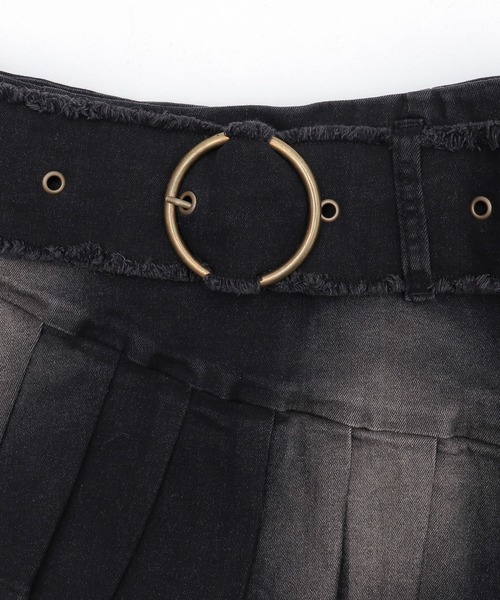 dispark(ディスパーク)の「DISPARK/フリンジベルトプリーツデニムスカパン(デニムスカート・レディース・ブルー系1/ブラック・FREE)」の12枚目の写真