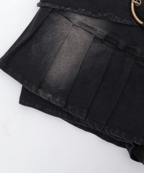 dispark(ディスパーク)の「DISPARK/フリンジベルトプリーツデニムスカパン(デニムスカート・レディース・ブルー系1/ブラック・FREE)」の8枚目の写真