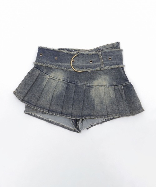 dispark(ディスパーク)の「DISPARK/フリンジベルトプリーツデニムスカパン(デニムスカート・レディース・ブルー系1/ブラック・FREE)」の15枚目の写真
