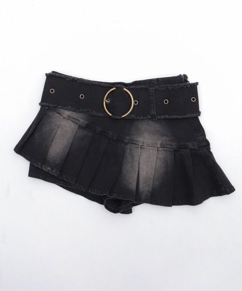 dispark(ディスパーク)の「DISPARK/フリンジベルトプリーツデニムスカパン(デニムスカート・レディース・ブルー系1/ブラック・FREE)」の14枚目の写真